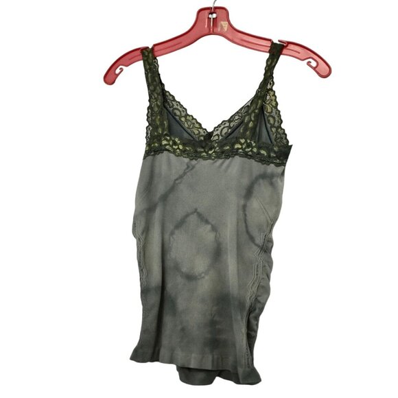 F&F Green Cami Stretchy Lace Trim Custom Bleach Dye M/L - Picture 2 of 4